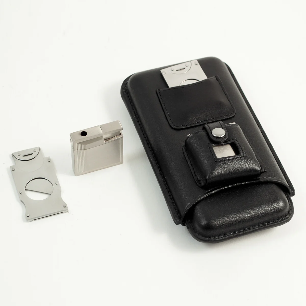 3 Cigar Holder with Cutter and Lighter - Image 3