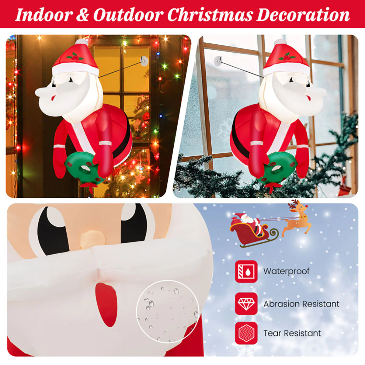 3-Ft. Inflatable Santa Claus with Suction Cups - Image 4