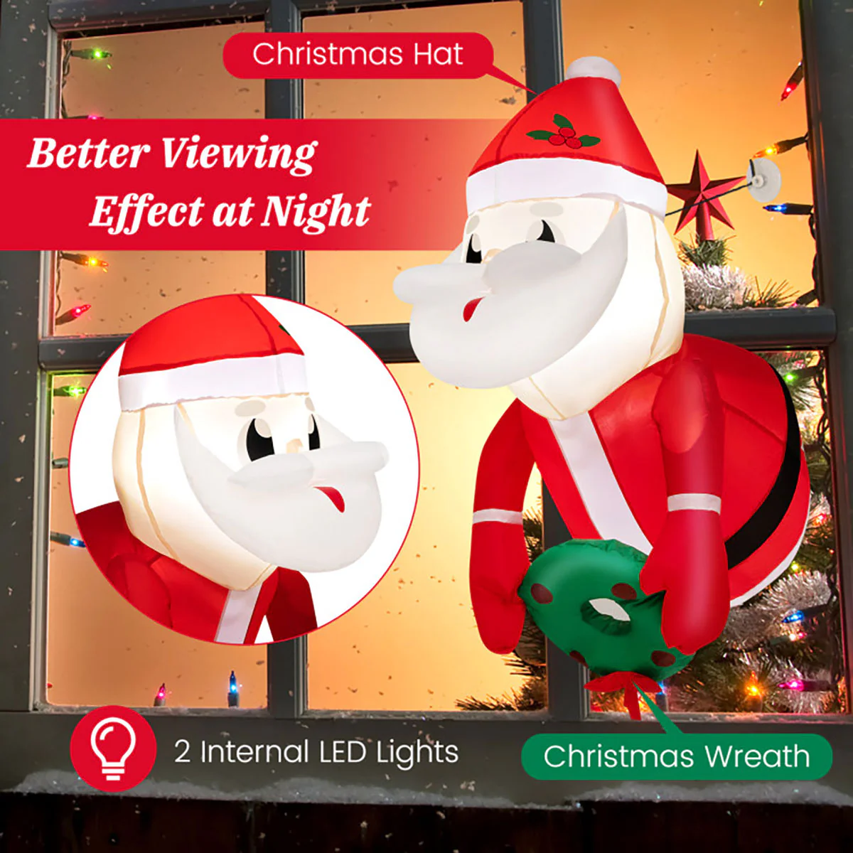 3-Ft. Inflatable Santa Claus with Suction Cups - Image 6