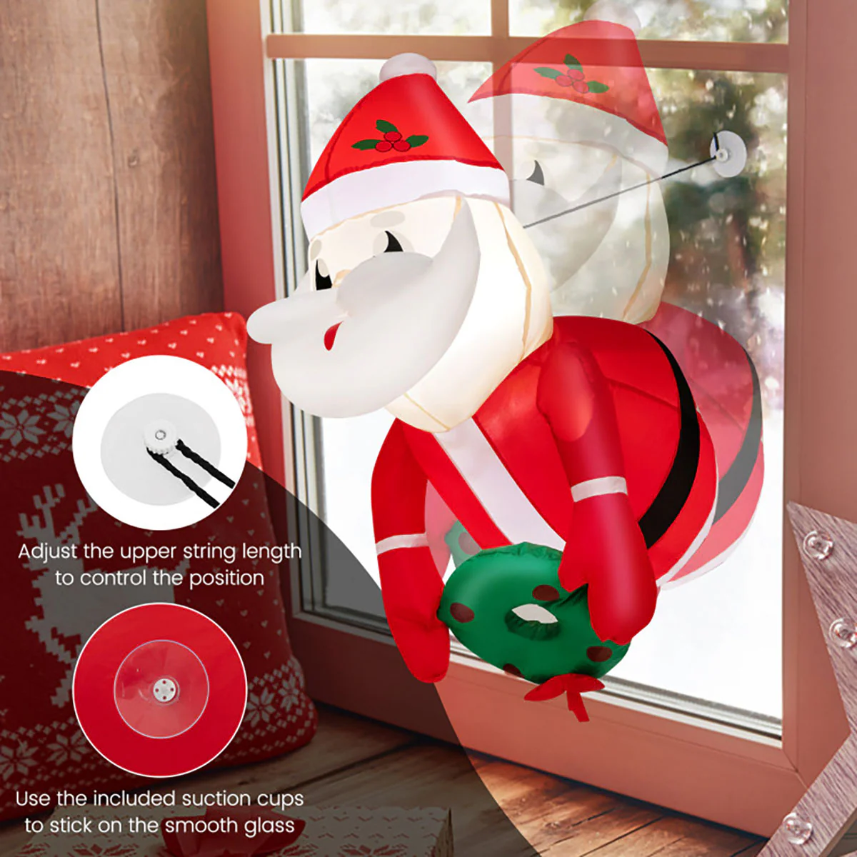 3-Ft. Inflatable Santa Claus with Suction Cups - Image 7
