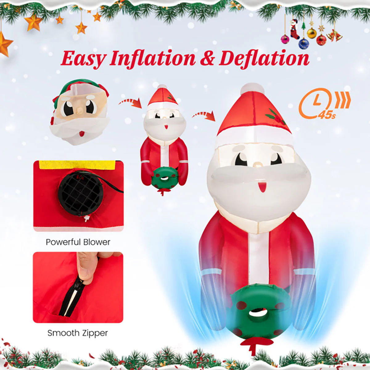 3-Ft. Inflatable Santa Claus with Suction Cups - Image 8