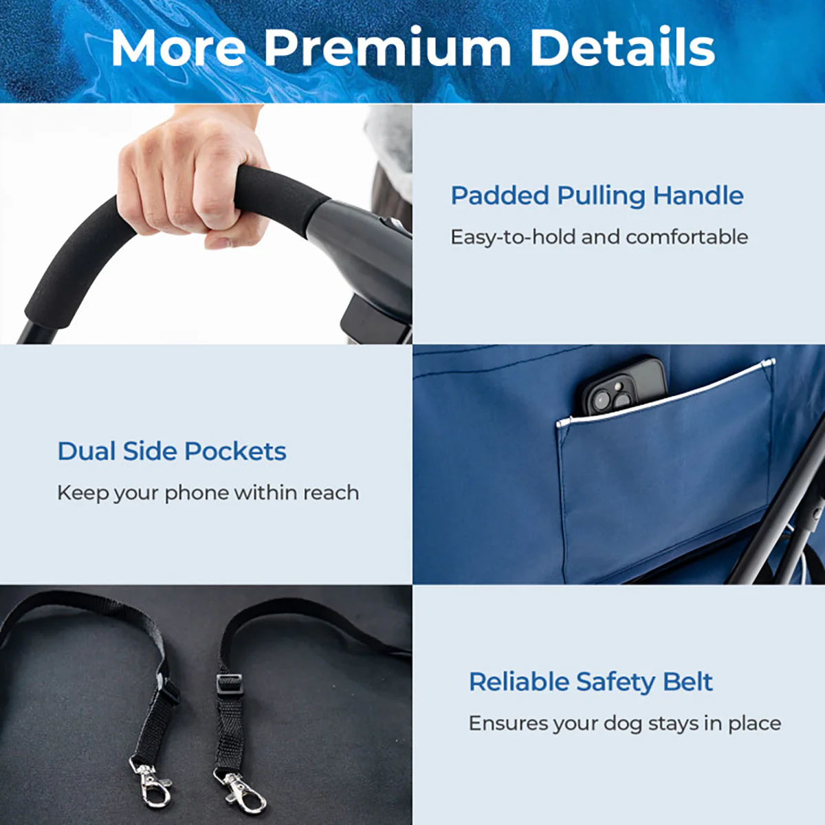 3-in-1 Foldable Double Pet Stroller with Detachable Carriers - Image 3