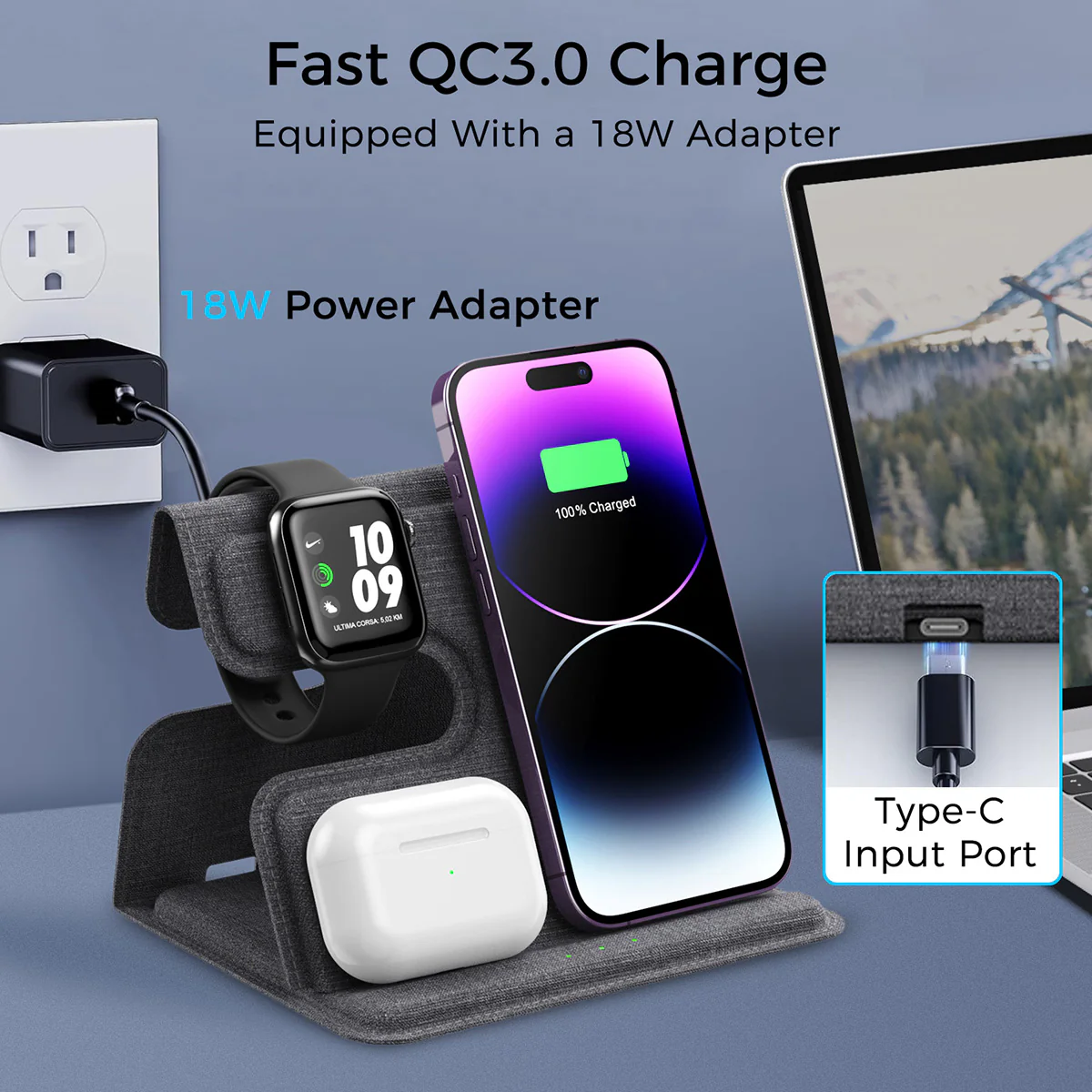 3-in-1 Foldable Wireless Charging Stand - Image 3