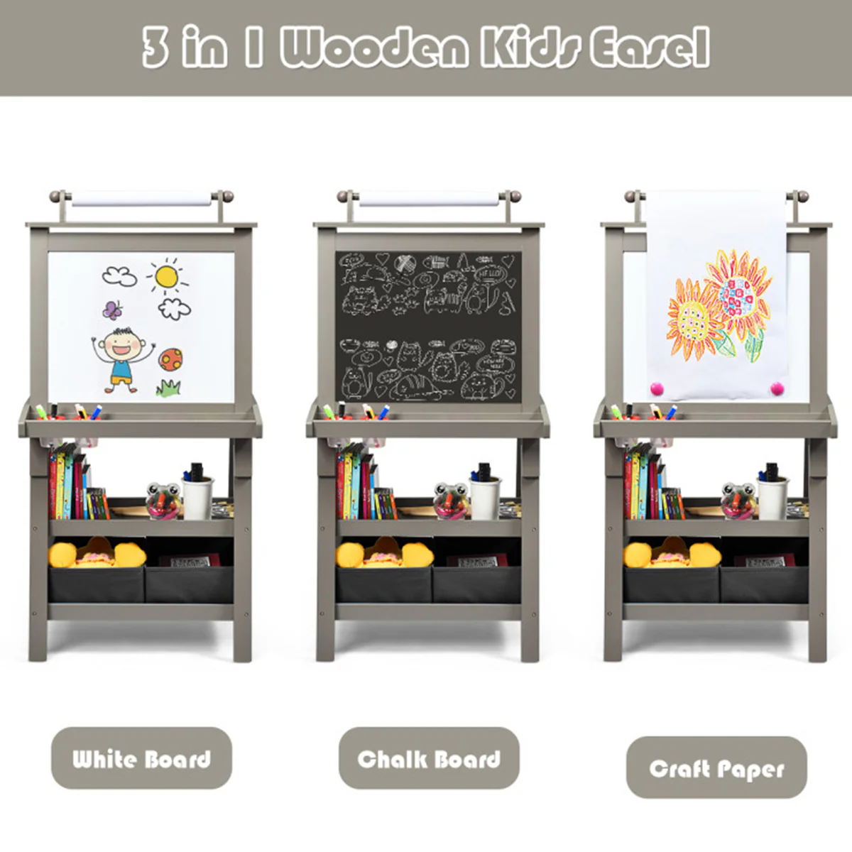 3-in-1 Kids Double-Sided Art Easel - Image 15
