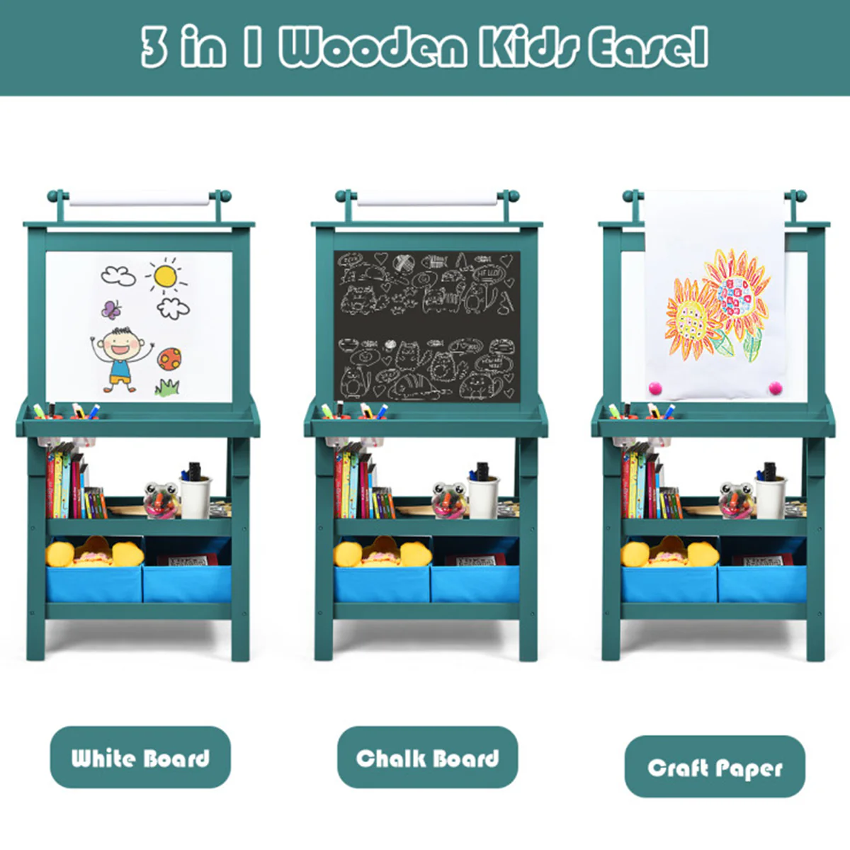 3-in-1 Kids Double-Sided Art Easel - Image 24