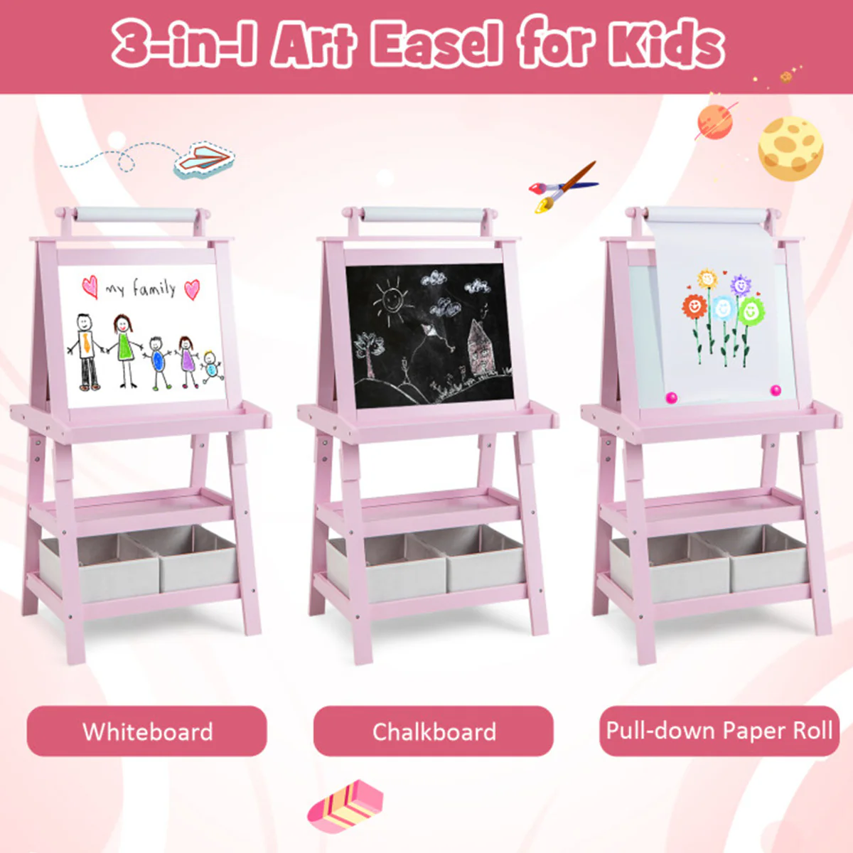 3-in-1 Kids Double-Sided Art Easel - Image 33