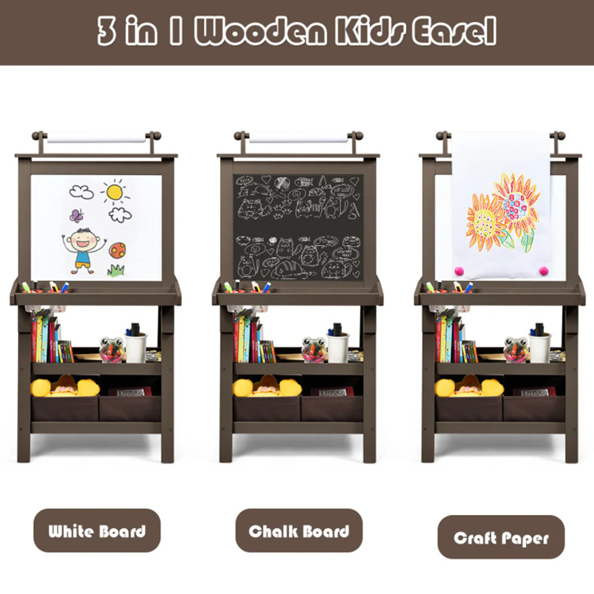 3-in-1 Kids Double-Sided Art Easel - Image 4