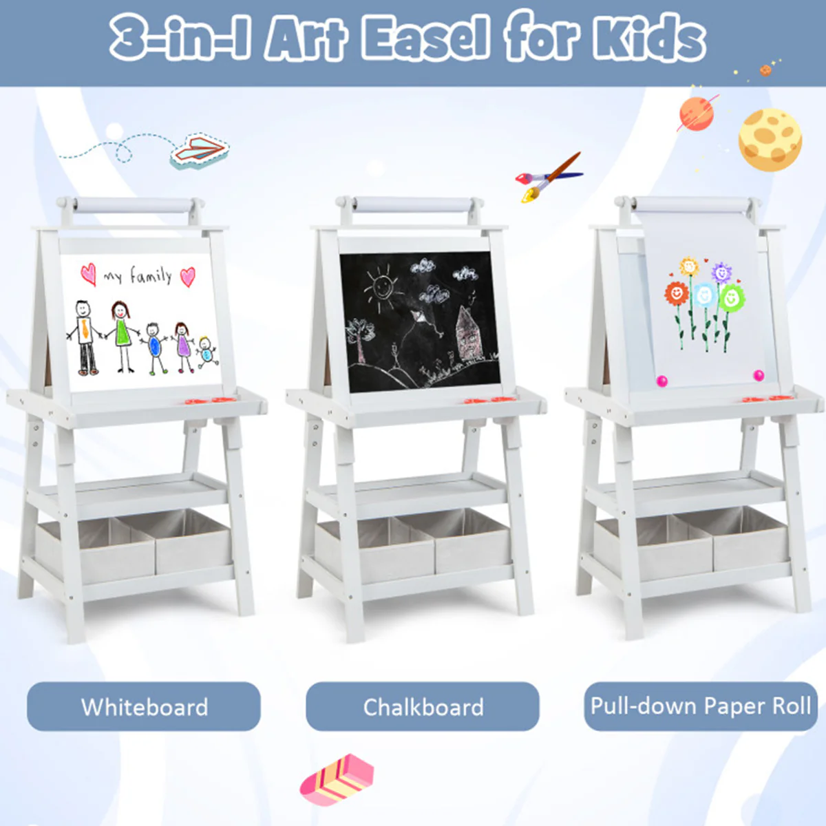 3-in-1 Kids Double-Sided Art Easel - Image 42