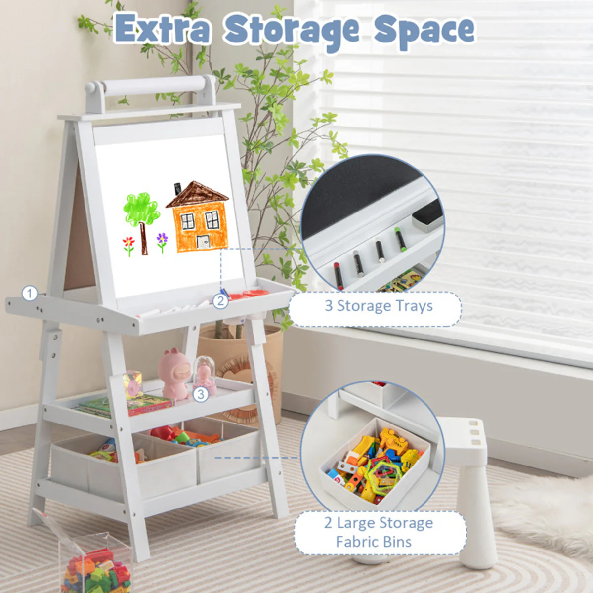 3-in-1 Kids Double-Sided Art Easel - Image 44