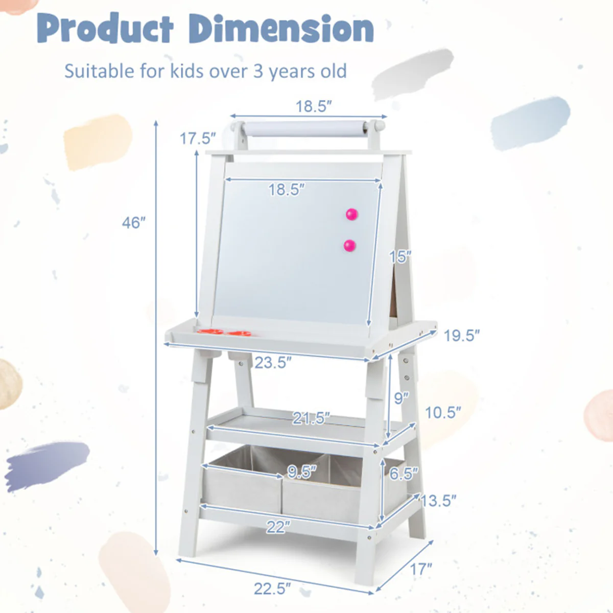 3-in-1 Kids Double-Sided Art Easel - Image 48