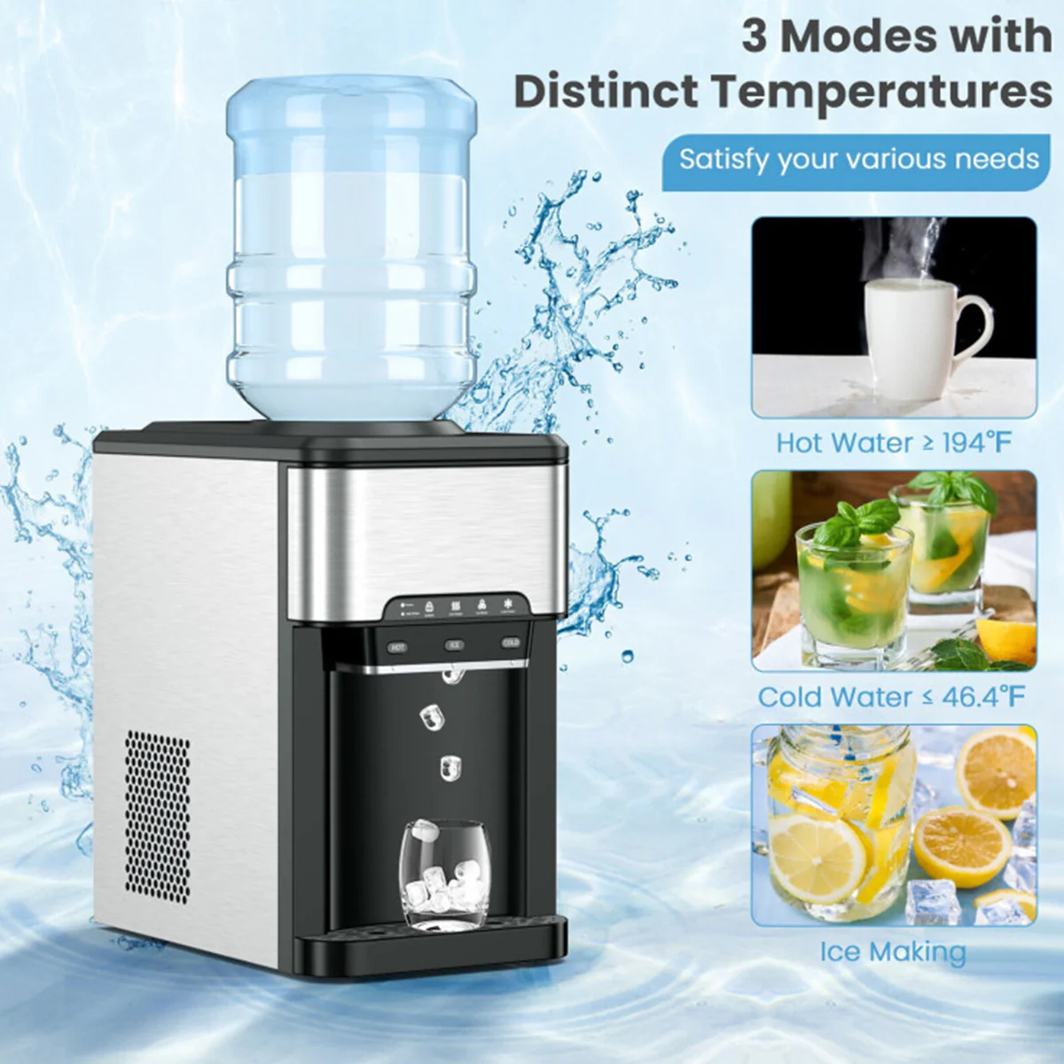 3-in-1 Water Cooler with Built-In Ice Maker - Image 3