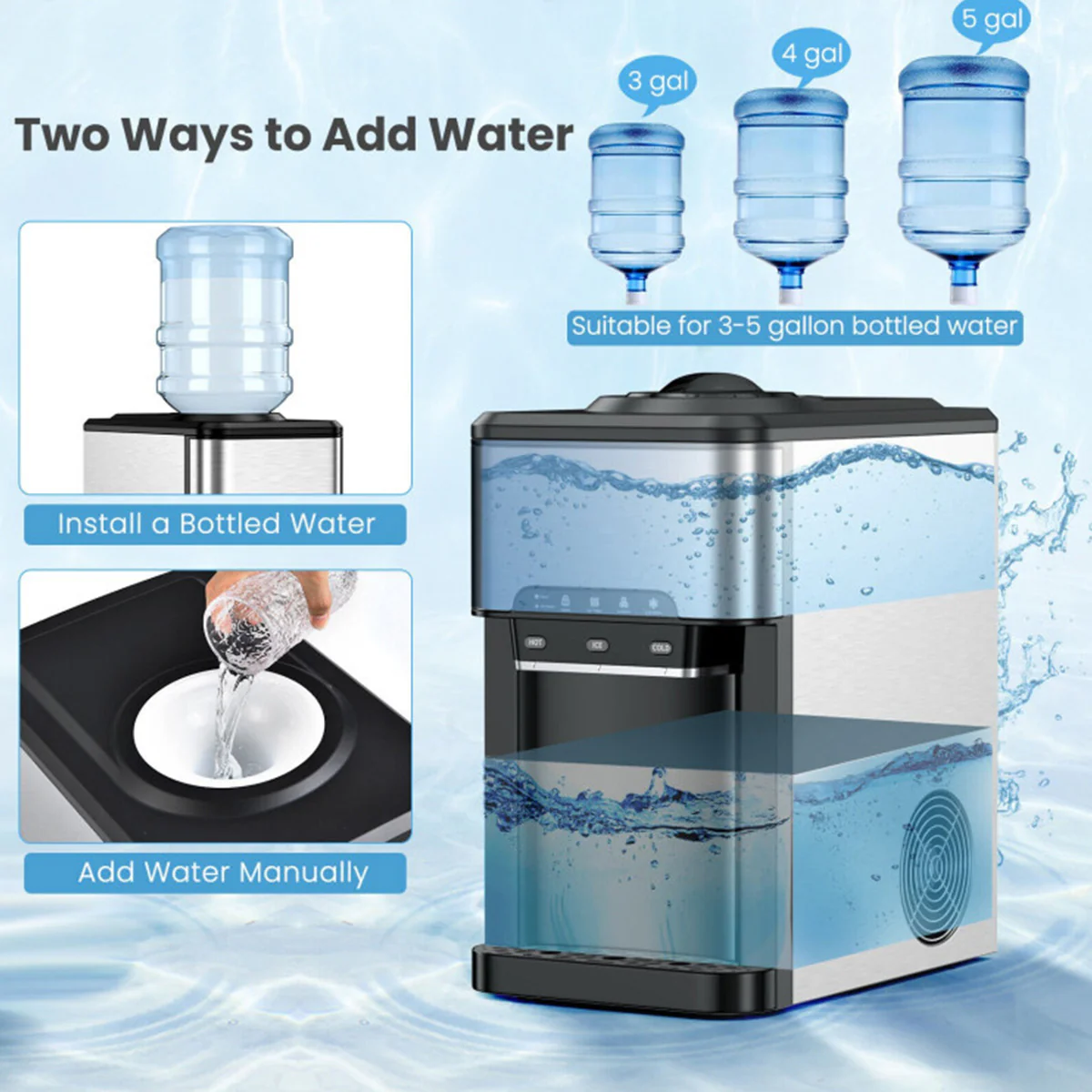 3-in-1 Water Cooler with Built-In Ice Maker - Image 4