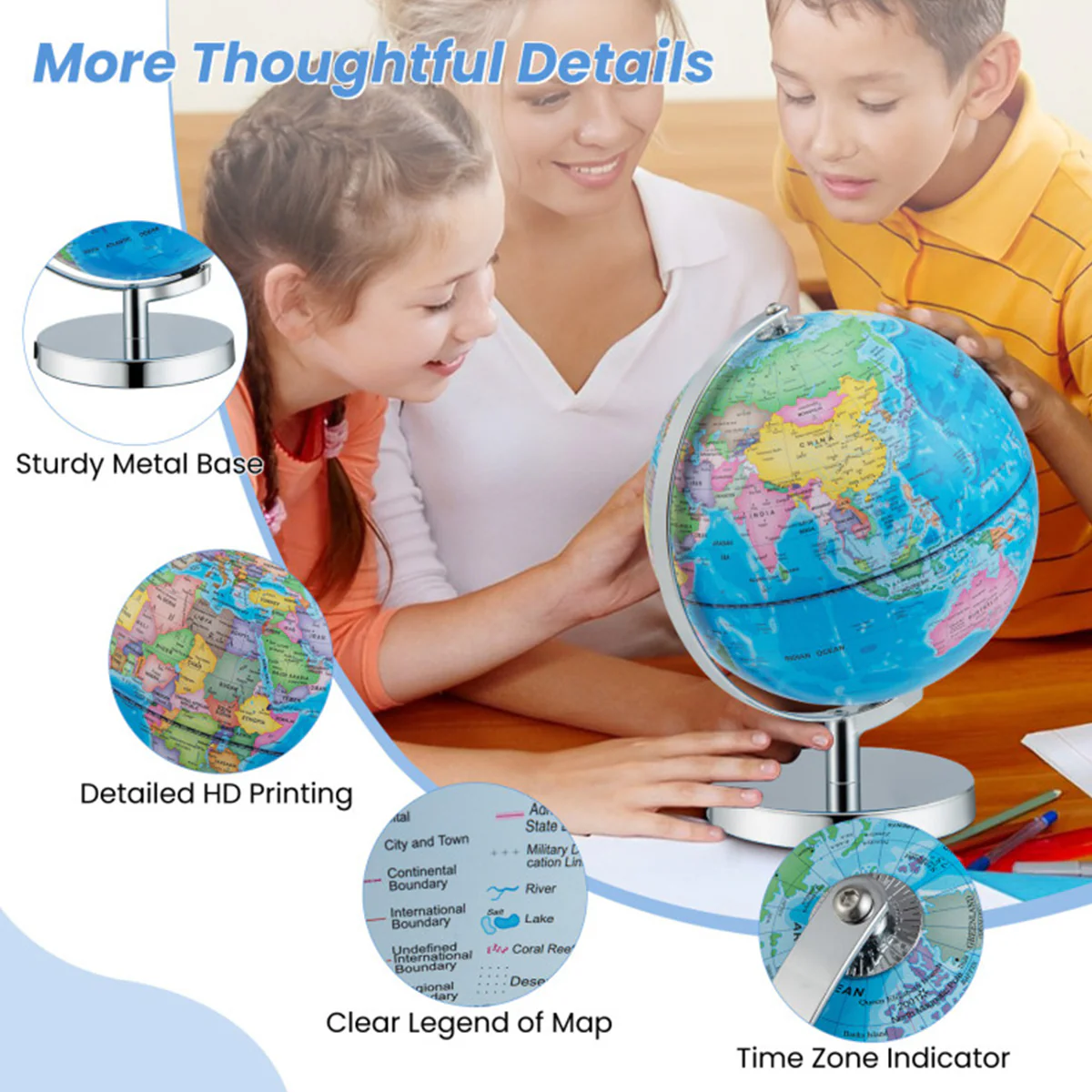 3-in-1 World Globe with Illuminated Constellation Maps - Image 4