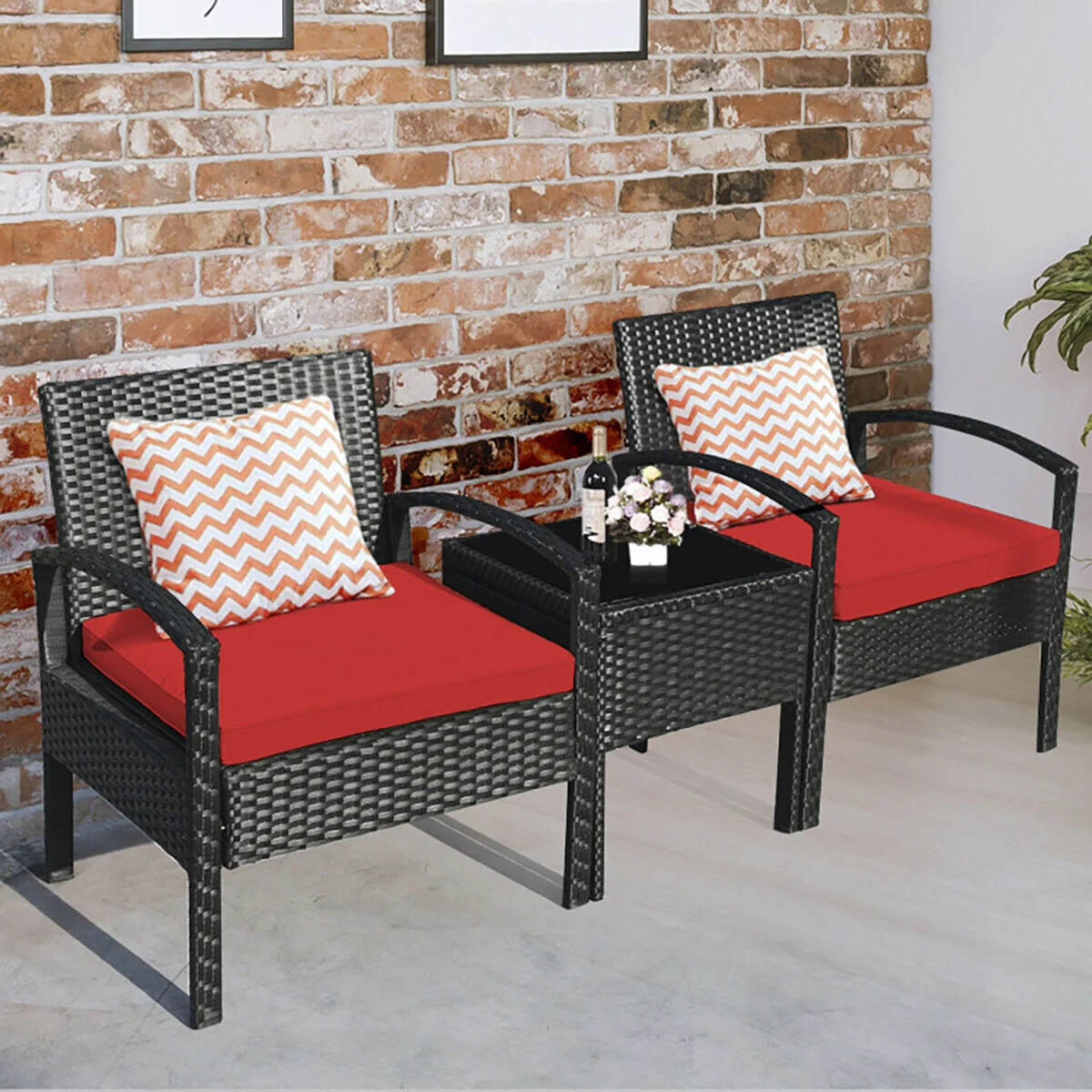 3-Piece Outdoor Rattan Patio Conversation Set - Image 3