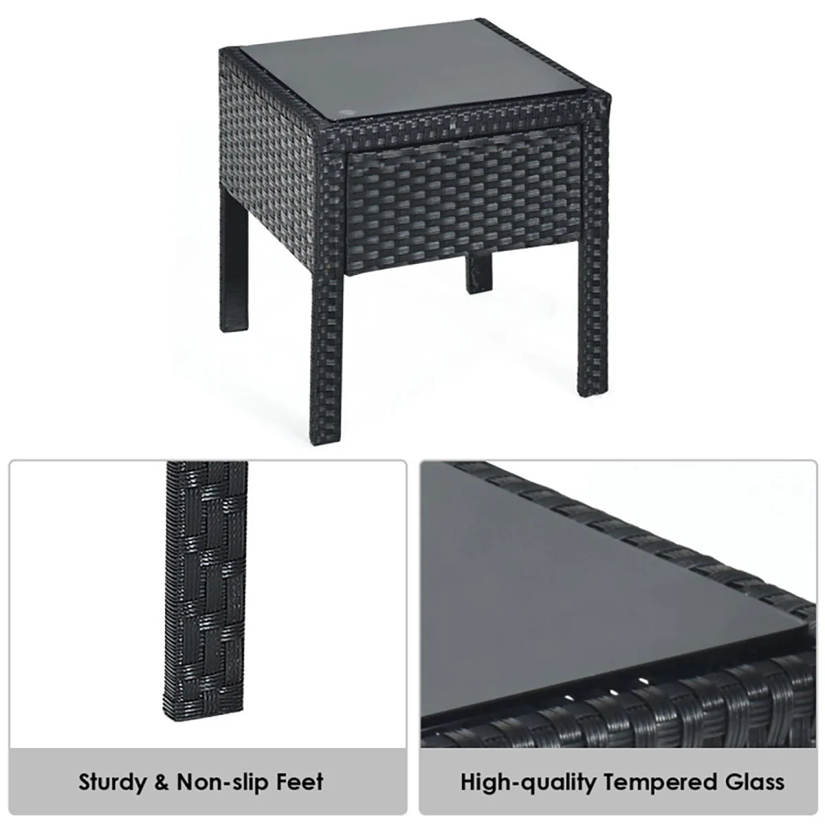 3-Piece Outdoor Rattan Patio Conversation Set - Image 6