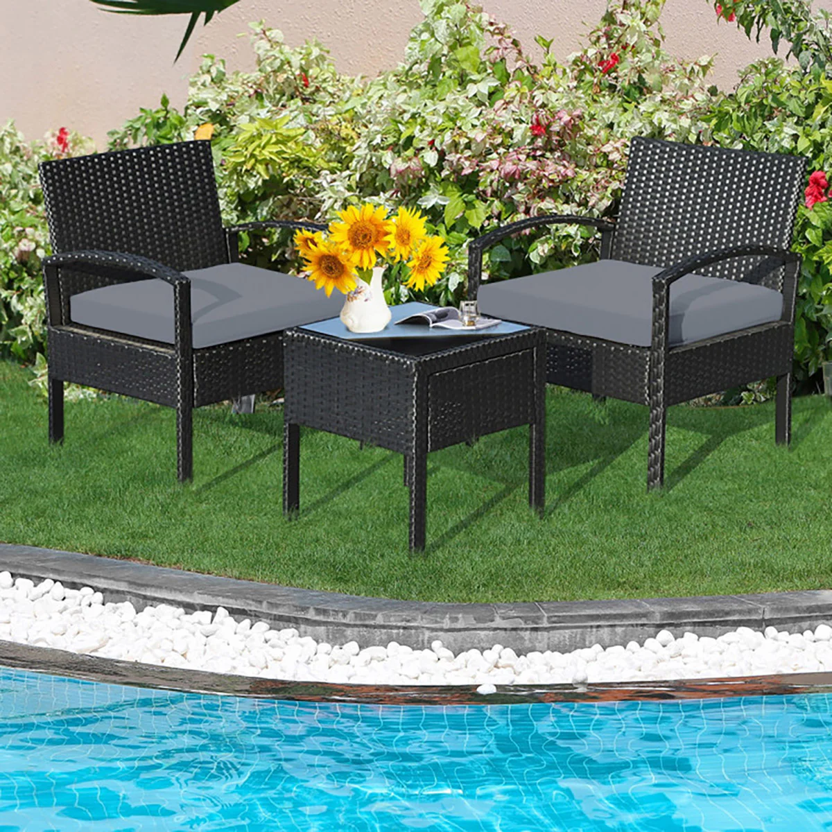 3-Piece Outdoor Rattan Patio Conversation Set - Image 8