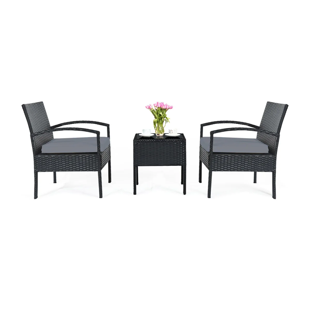 3-Piece Outdoor Rattan Patio Conversation Set - Image 9