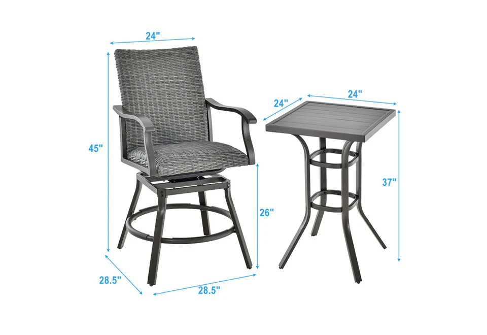 3-Piece Swivel Bar Set with 4D Air Fiber Cushions - Image 11