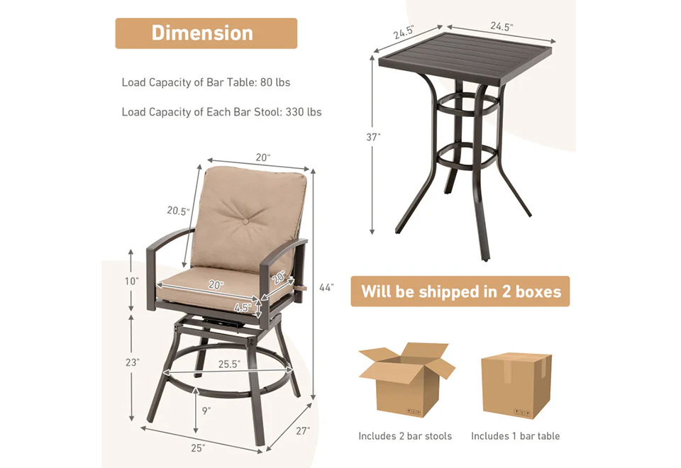 3-Piece Swivel Bar Table Set - Image 9
