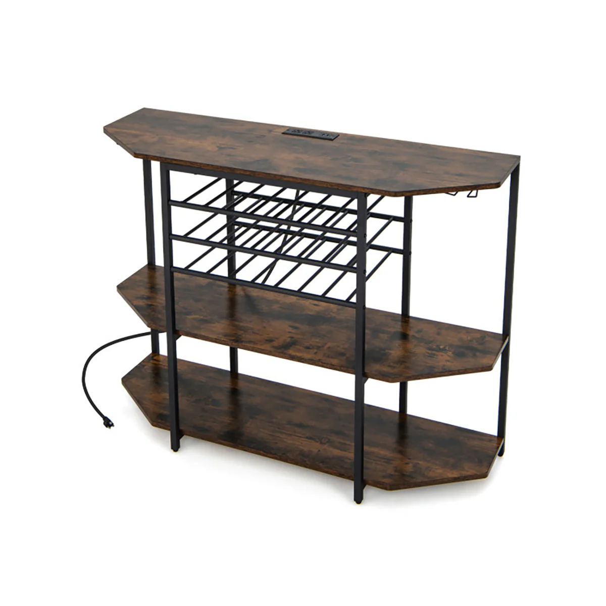 3-Tier Wine Bar Cabinet with Storage Shelves - Image 10