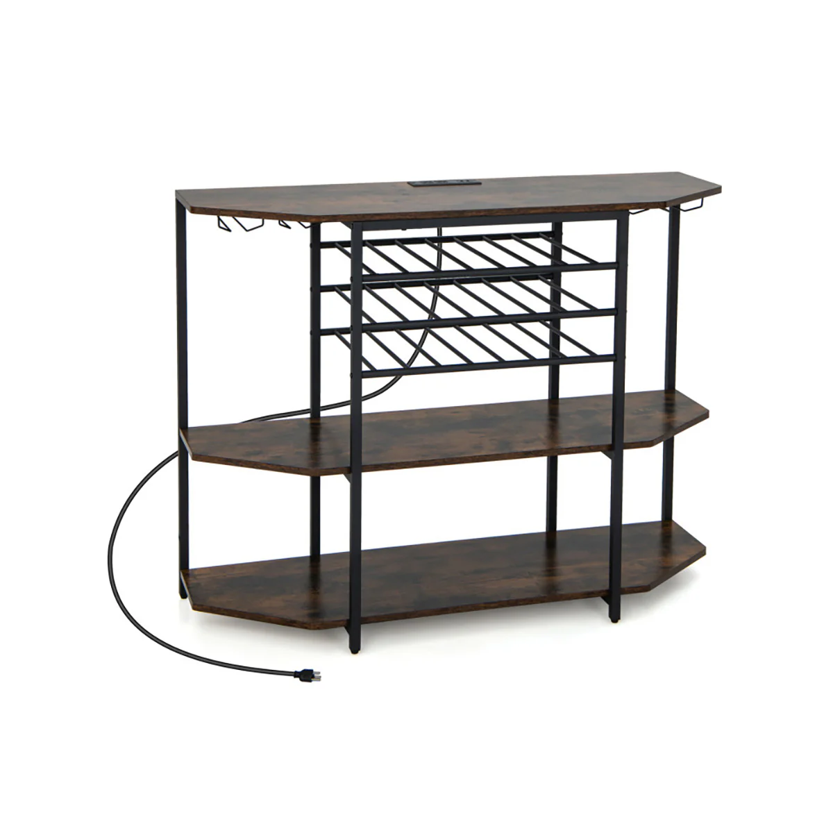 3-Tier Wine Bar Cabinet with Storage Shelves - Image 2