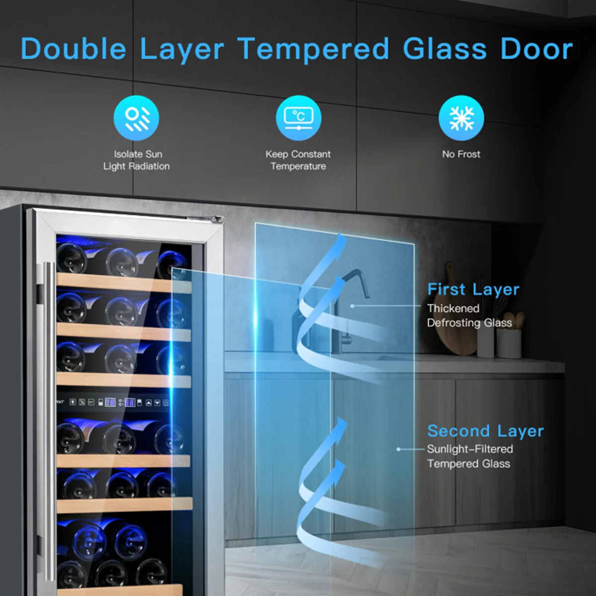 30-Bottle Dual Zone Freestanding Wine Cooler - Image 4