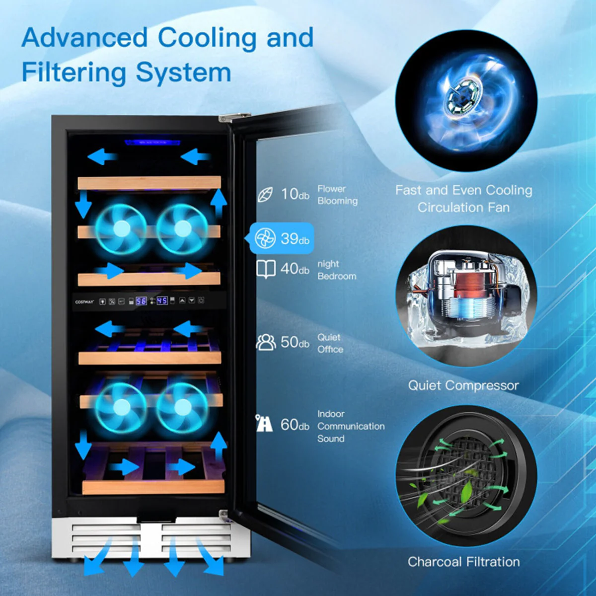 30-Bottle Dual Zone Freestanding Wine Cooler - Image 6