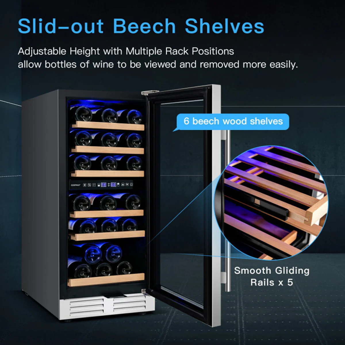 30-Bottle Dual Zone Freestanding Wine Cooler - Image 7