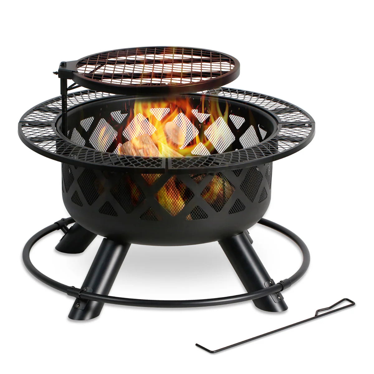 32'' Wood-Burning Fire Pit with Cooking Grill - Image 2