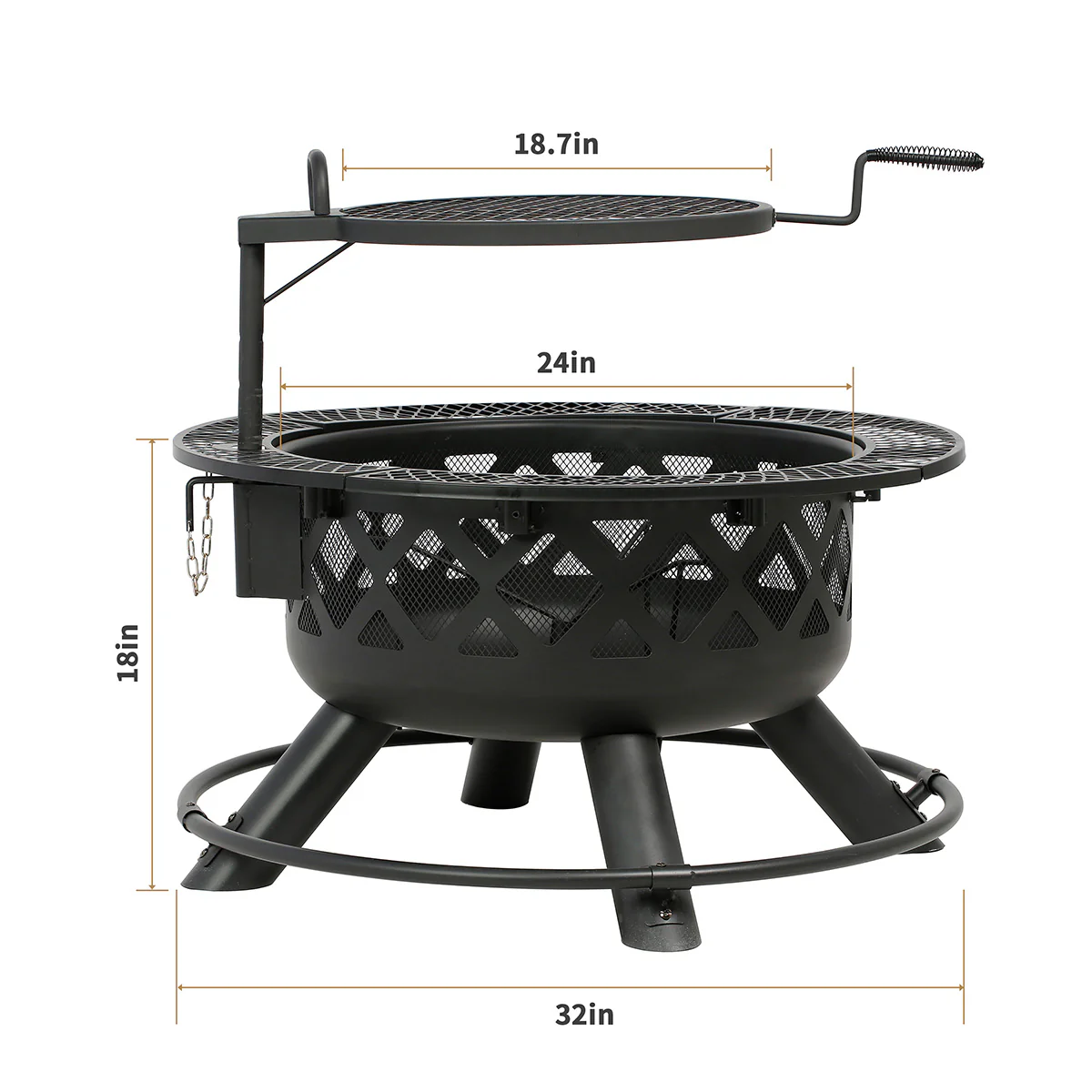32'' Wood-Burning Fire Pit with Cooking Grill - Image 8