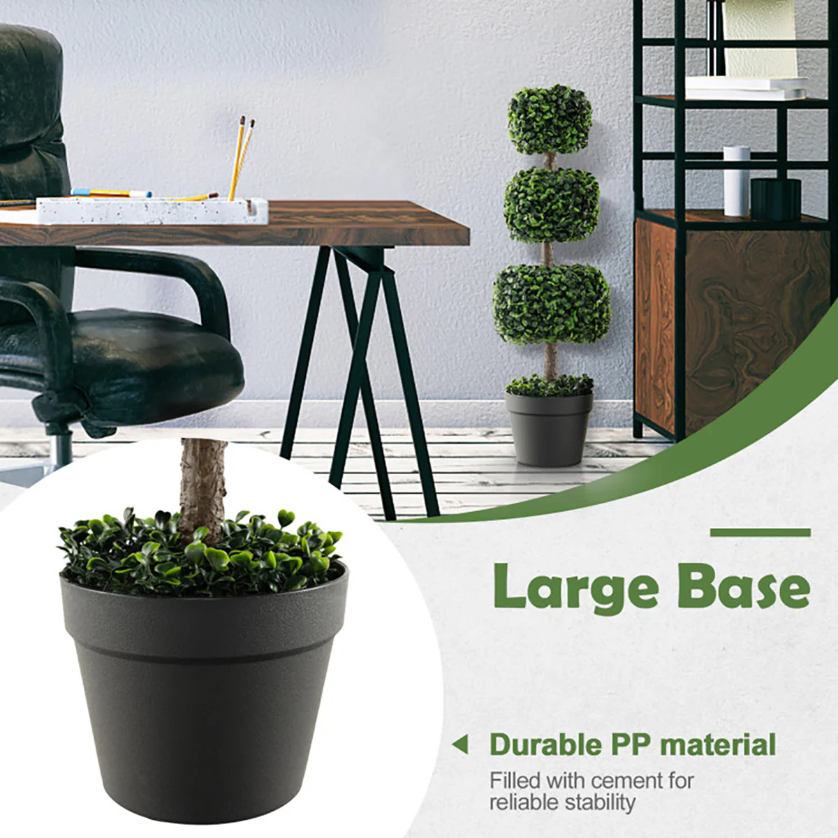 35'' Artificial Boxwood Topiary Ball Tree with Cement Pot - Image 5