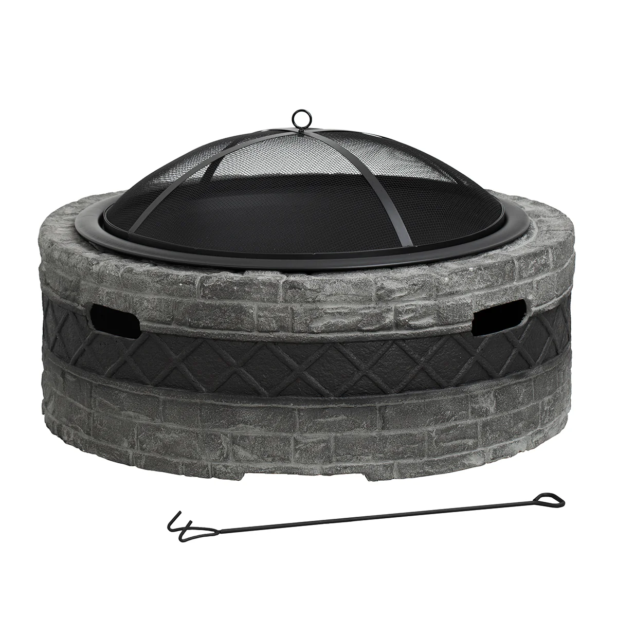 35'' Cast Stone and Trim Wood-Burning Fire Pit - Image 2