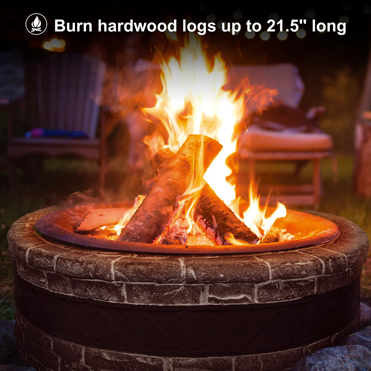 35'' Cast Stone and Trim Wood-Burning Fire Pit - Image 3