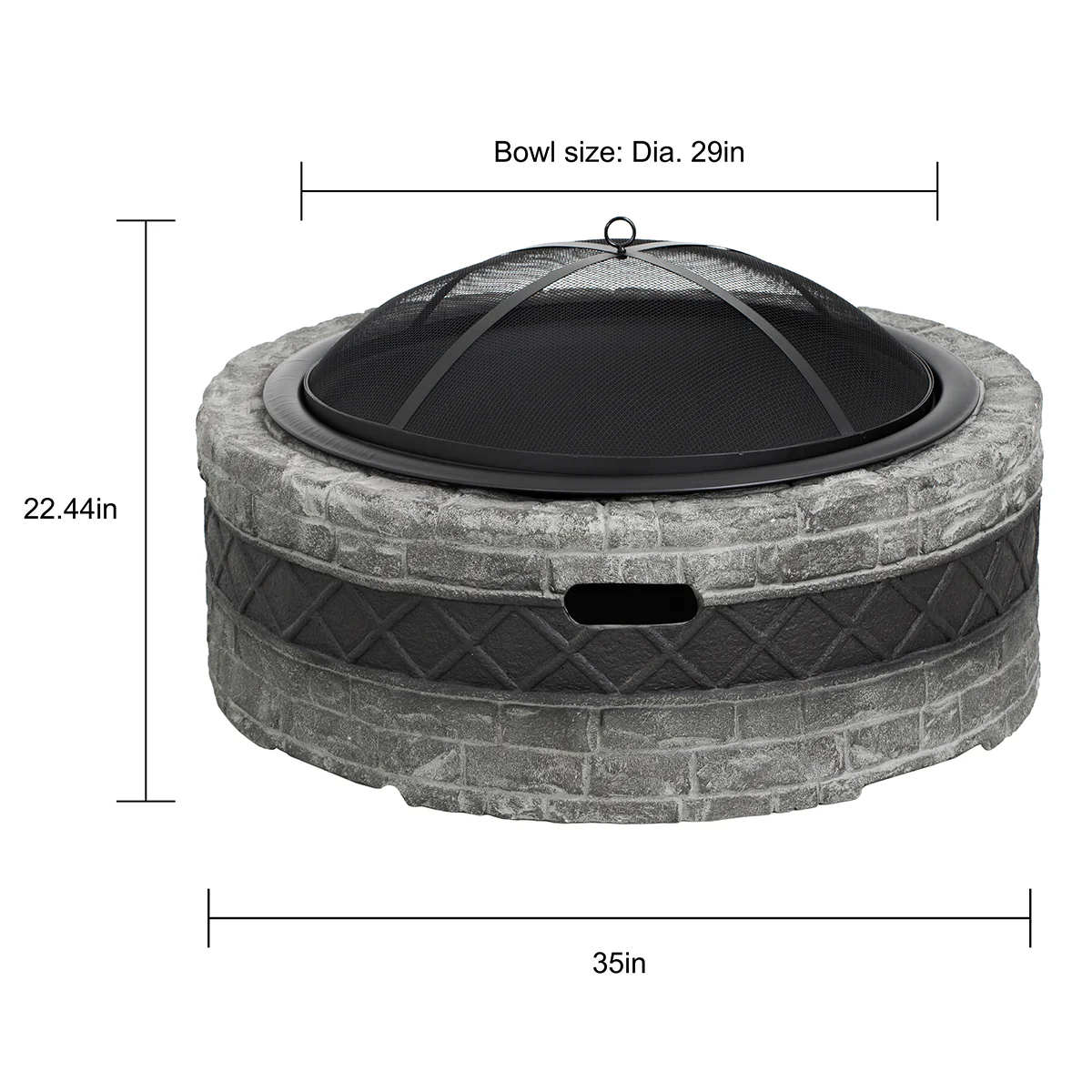 35'' Cast Stone and Trim Wood-Burning Fire Pit - Image 6