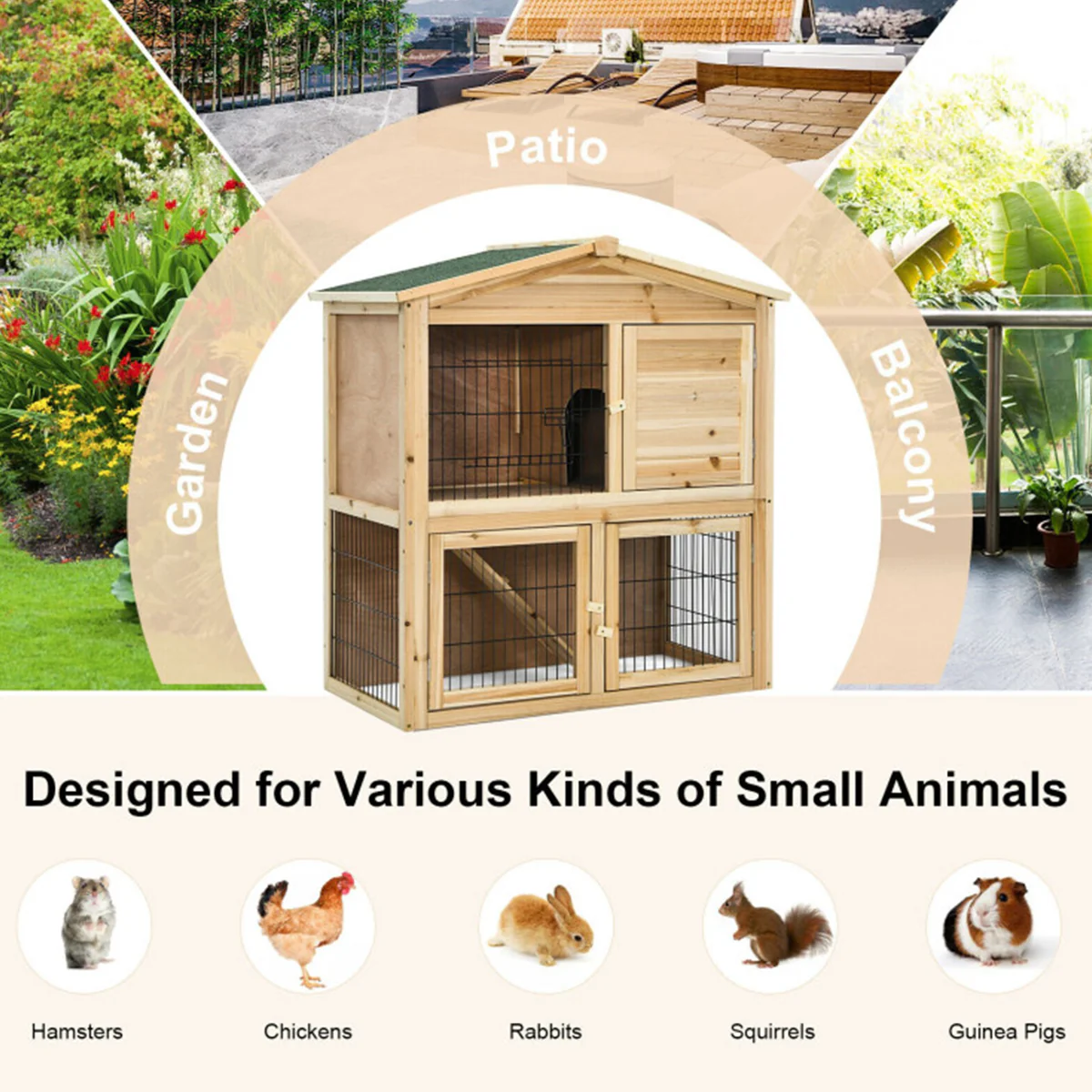 35'' Wooden Chicken Coop with Ramp - Image 3