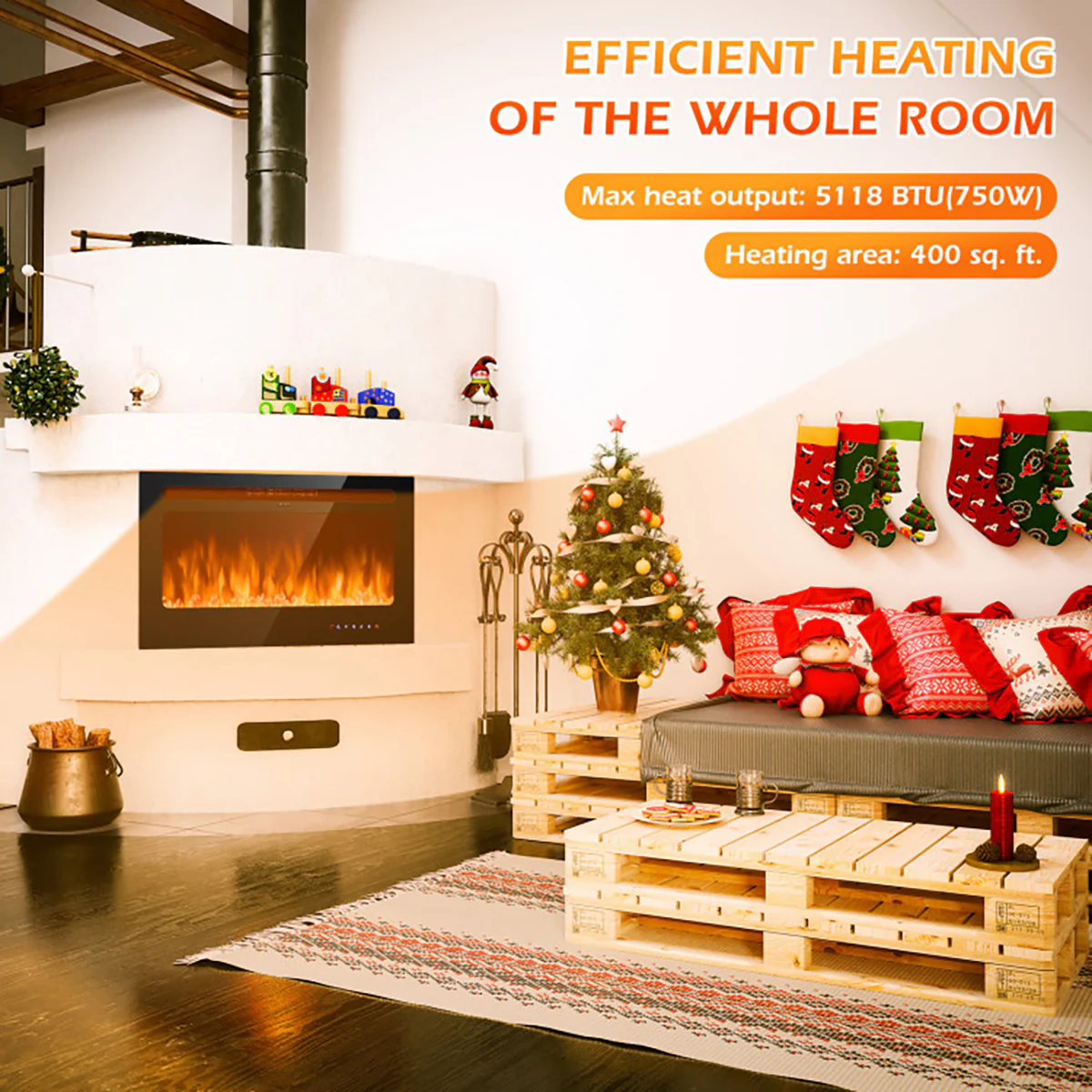 36'' Recessed/Wall-Mounted Electric Fireplace - Image 5