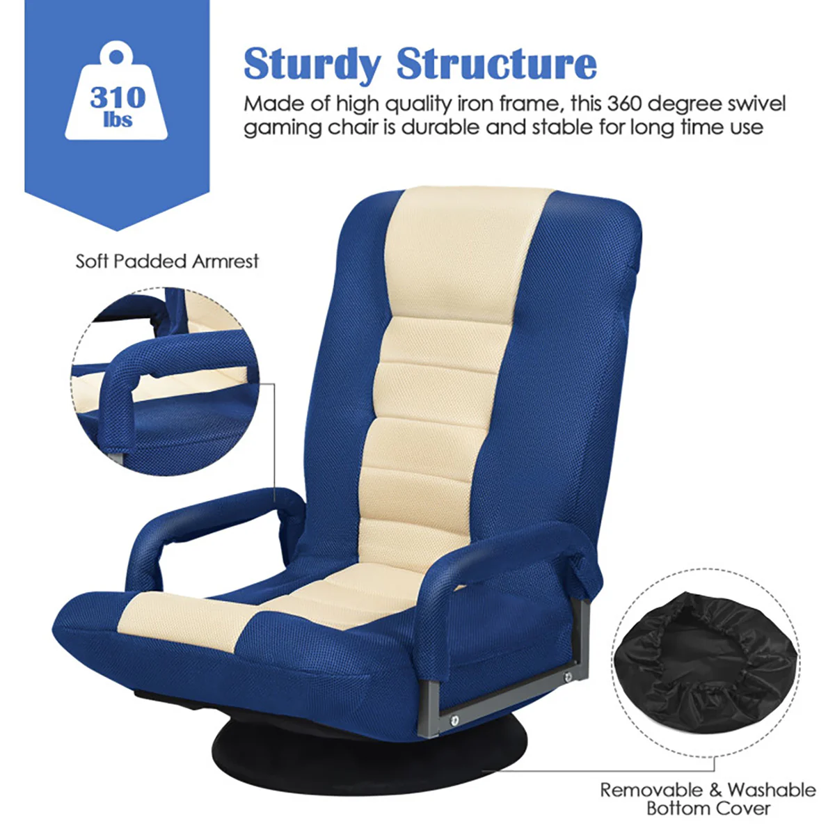 360-Degree Swivel Gaming Floor Chair - Image 15