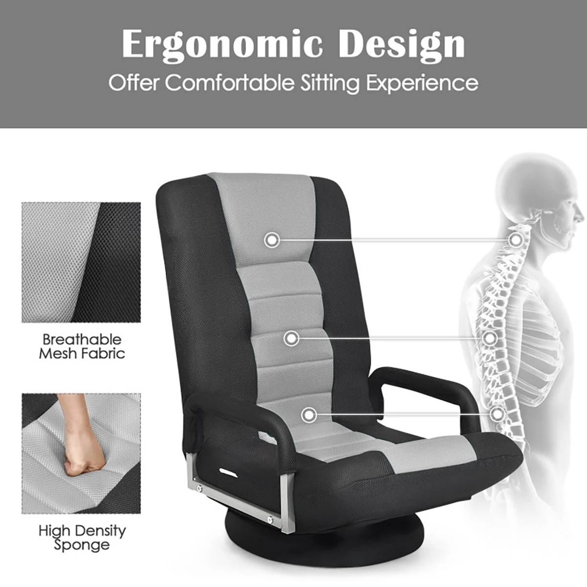 360-Degree Swivel Gaming Floor Chair - Image 21