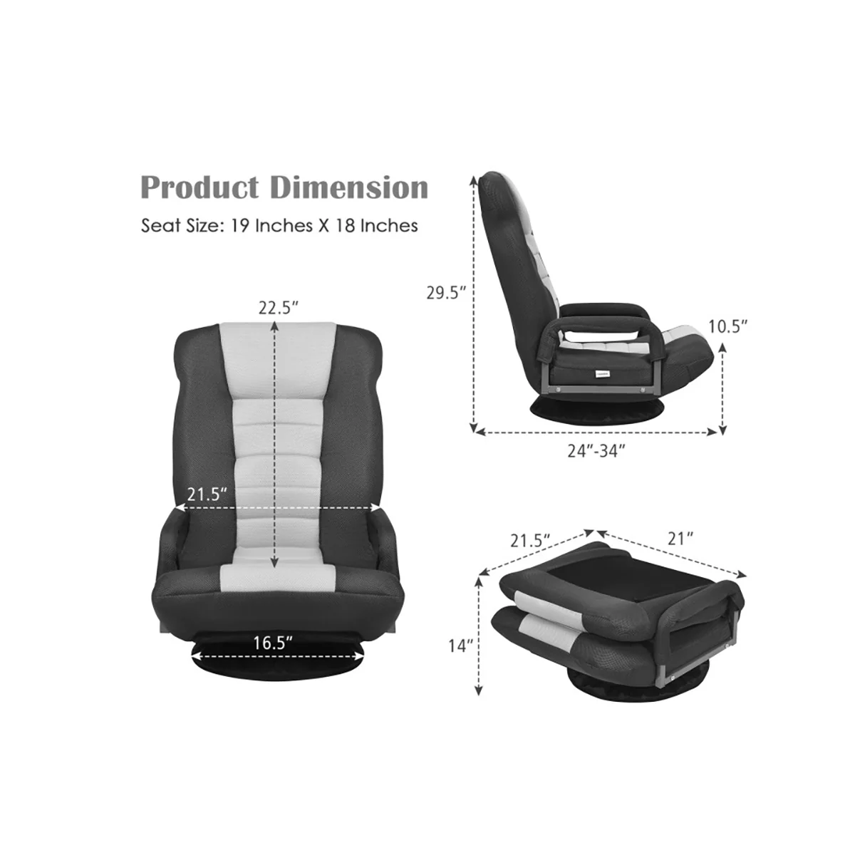 360-Degree Swivel Gaming Floor Chair - Image 28