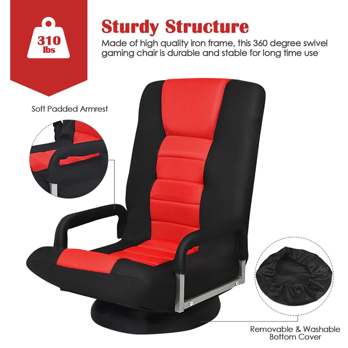 360-Degree Swivel Gaming Floor Chair - Image 4