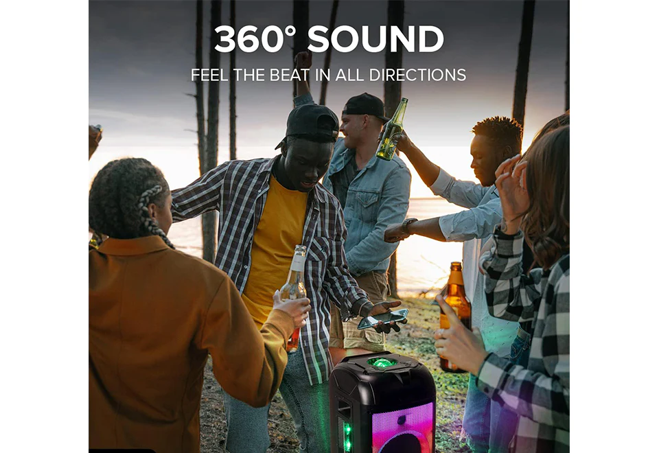 360° Portable Bluetooth Speaker With LED Party Lighting - Image 3
