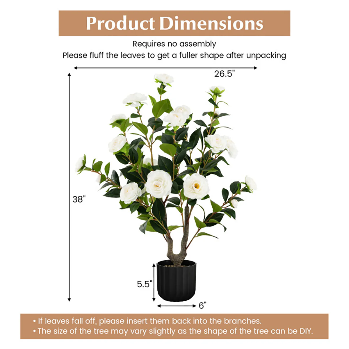 38'' Artificial Camellia Flower Trees with Cement Pot (Set of 2) - Image 16