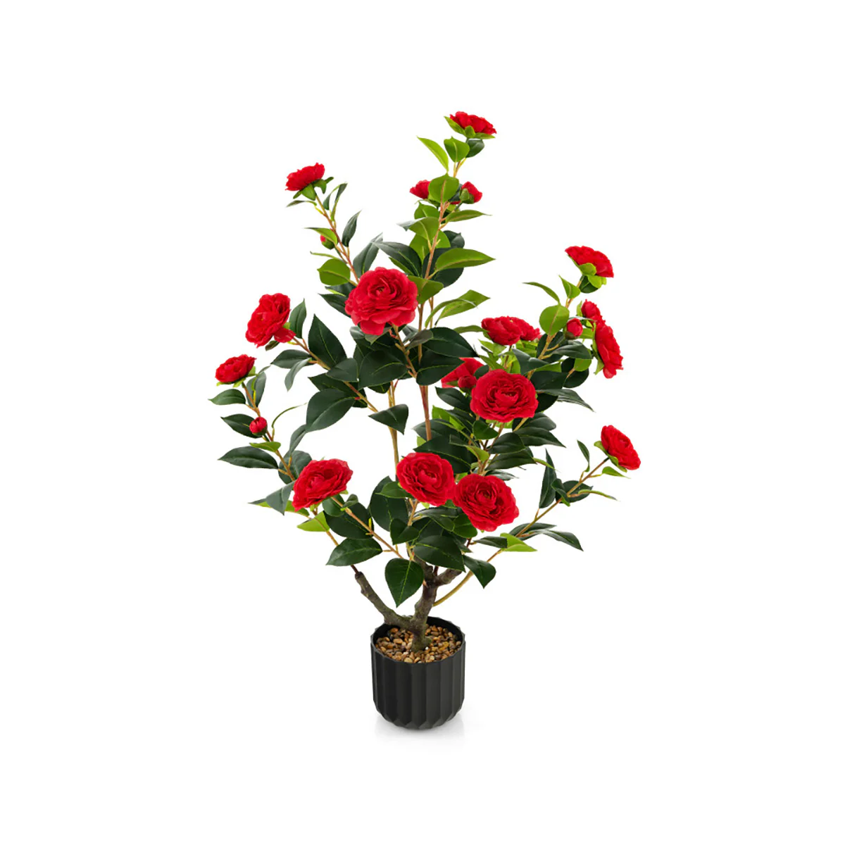 38'' Artificial Camellia Flower Trees with Cement Pot (Set of 2) - Image 30