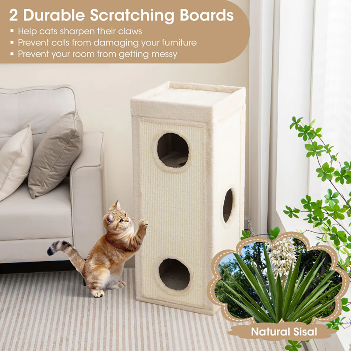 39'' Hideaway Cat Condo with Scratching Posts - Image 4