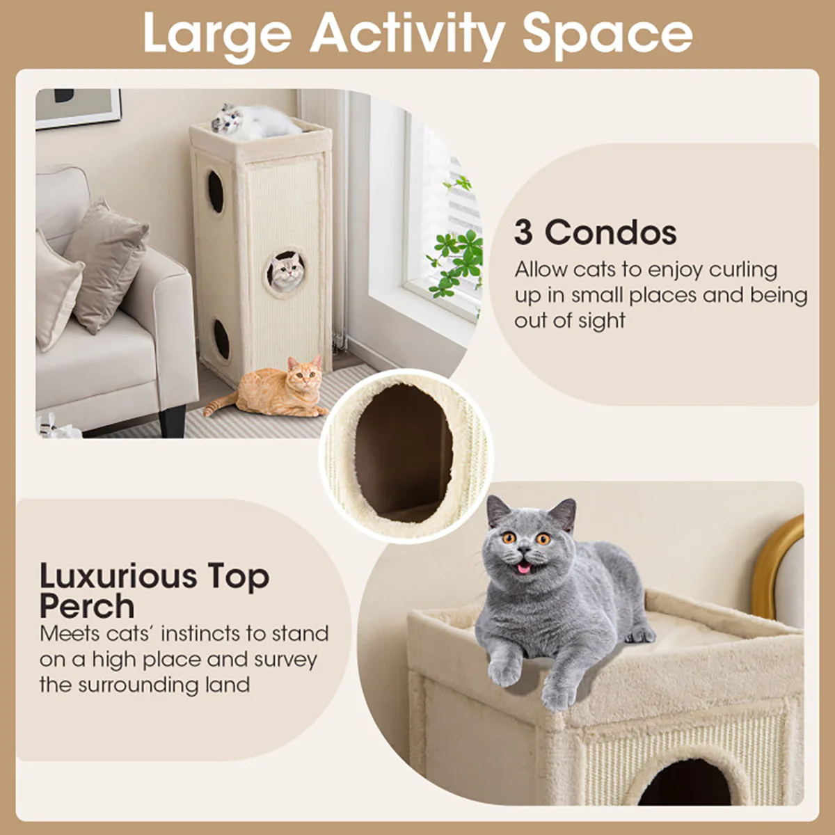 39'' Hideaway Cat Condo with Scratching Posts - Image 5