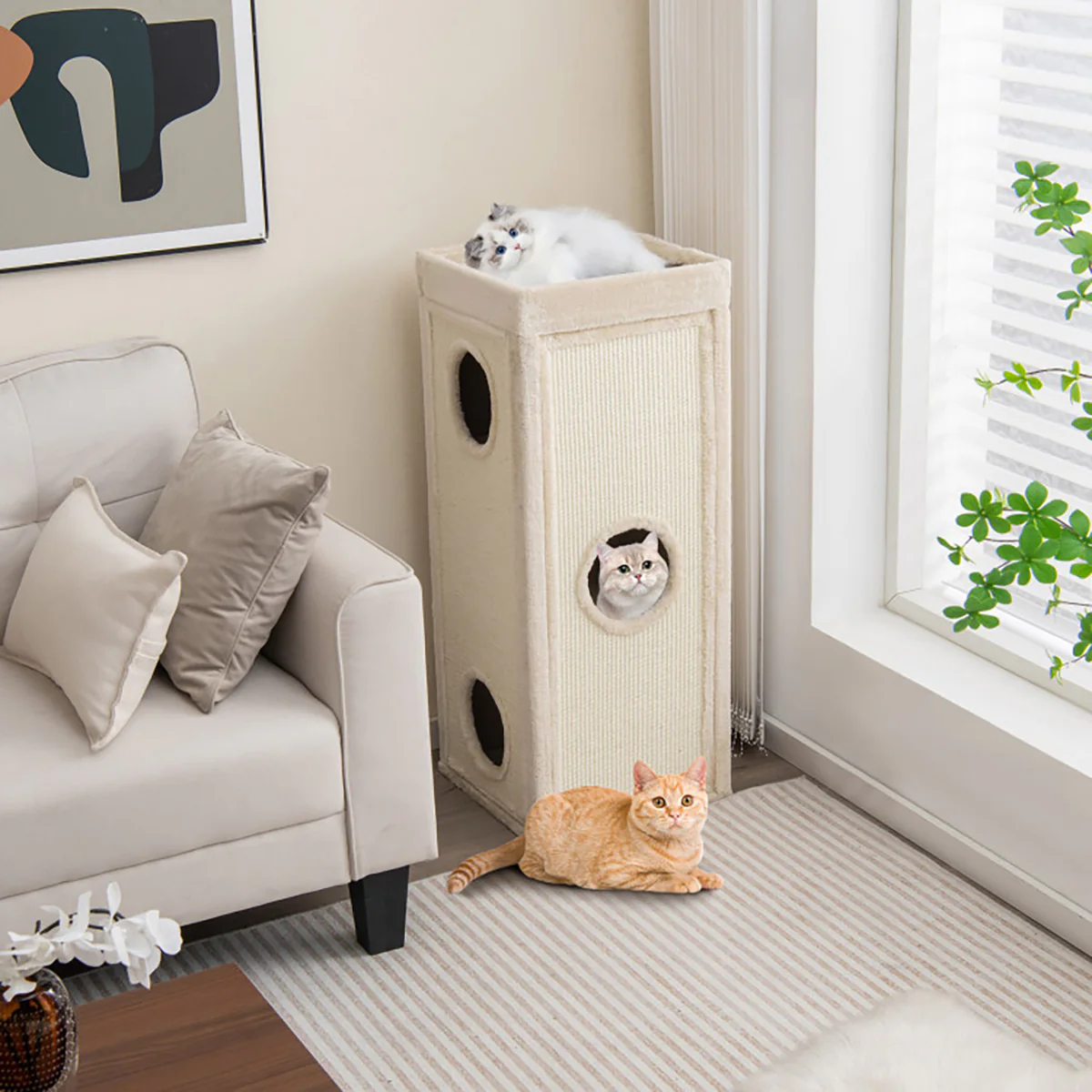 39'' Hideaway Cat Condo with Scratching Posts - Image 8