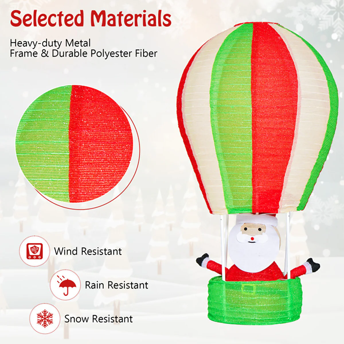 4.5' Pre-Lit Santa Claus in Hot Air Balloon Decoration - Image 7