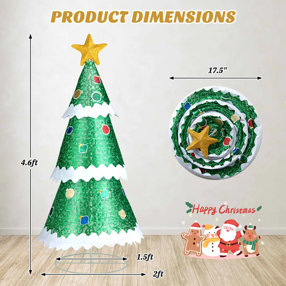 4.6' Pre-Lit Pop-up Christmas Tree - Image 7