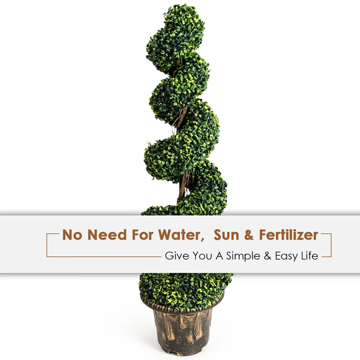4' Artificial Boxwood Spiral Topiary Trees (Set of 2) - Image 5