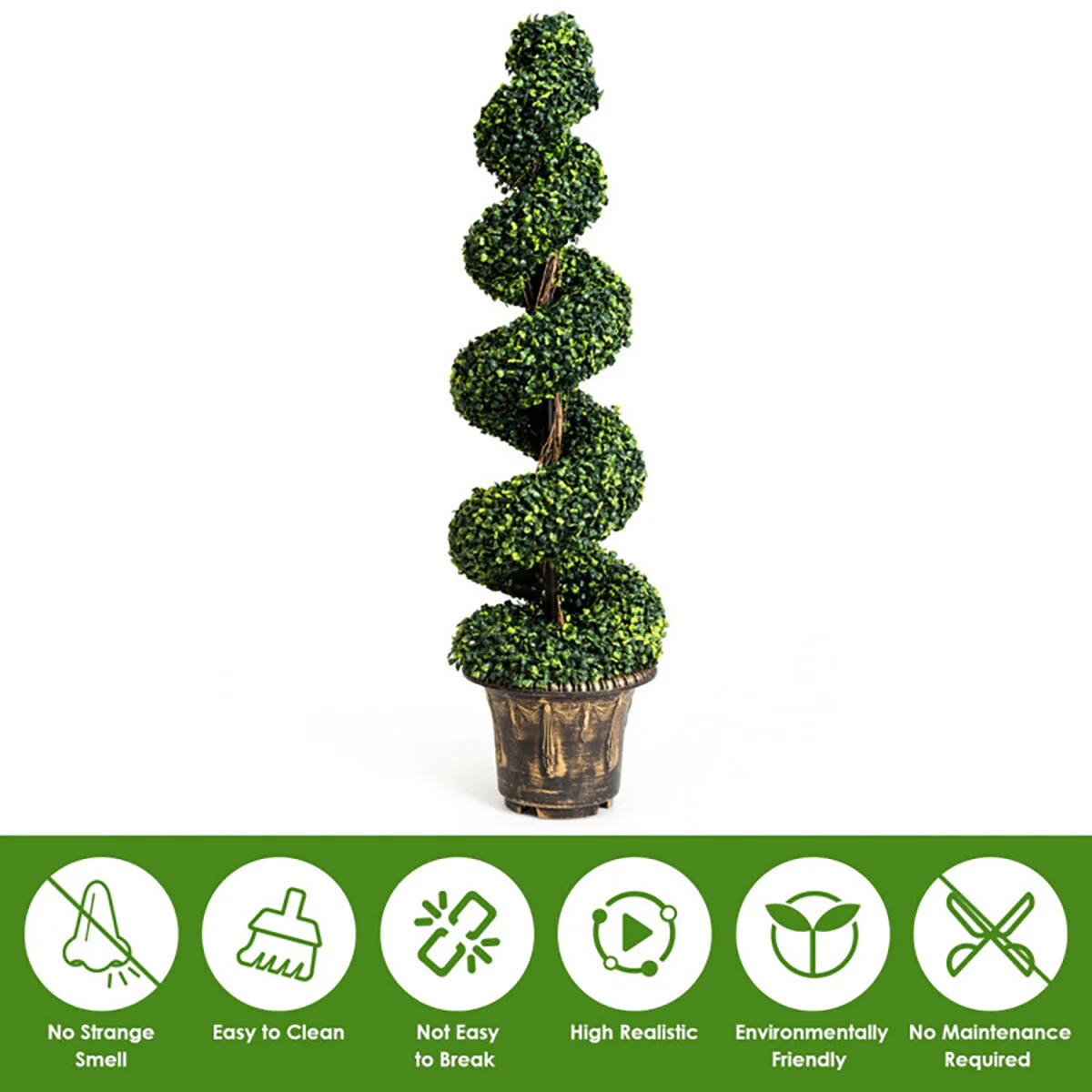4' Artificial Boxwood Spiral Topiary Trees (Set of 2) - Image 6
